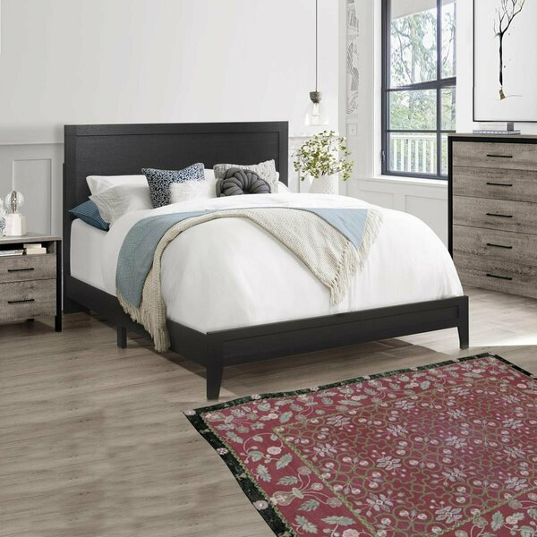 Better Home 48 x 62 x 82.5 in. Fox Wood Panel Queen Size Platform Bed, Black 616859965799